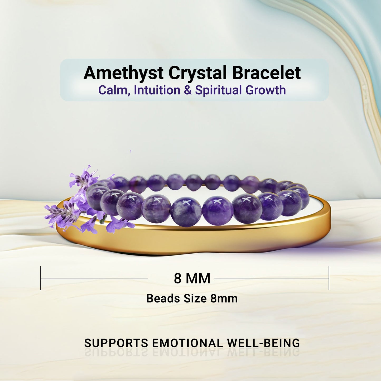 Amethyst AAA Bracelet Meditation & Concentration-(8mm)
