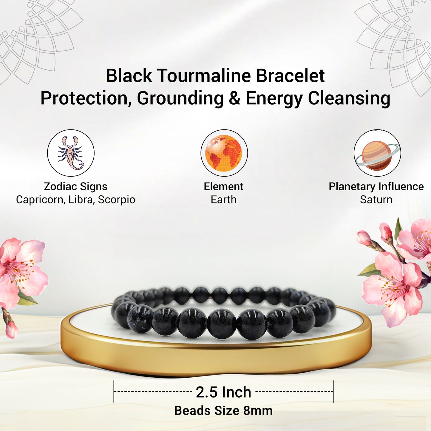 Black Tourmaline Bracelet To Shielding Against Negative Vibes-(8mm)