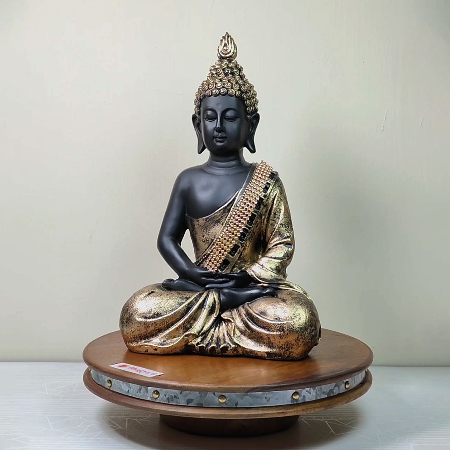 Meditating Gold Lord Buddha Idol 11 inch