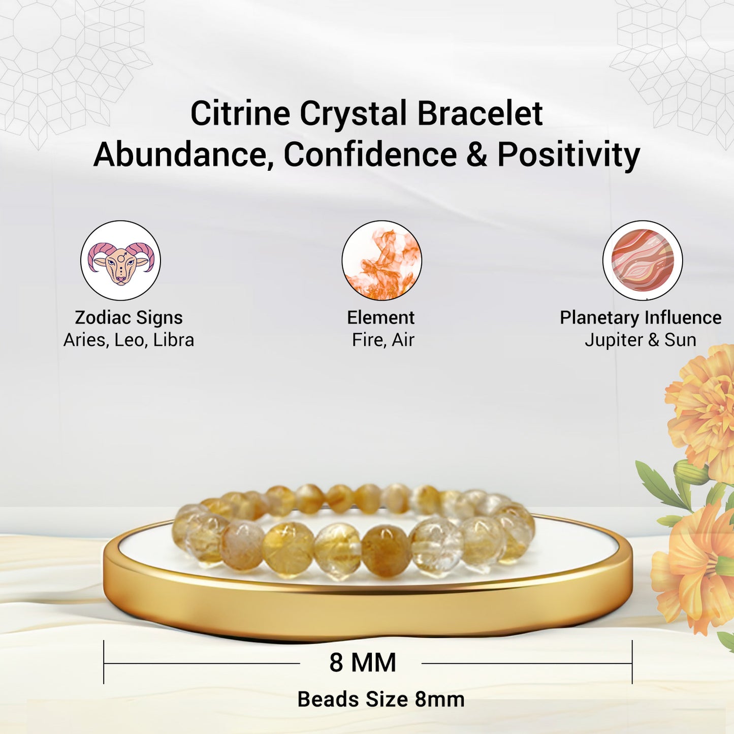 Citrine Bracelet For Prosperity & Success-(8mm)