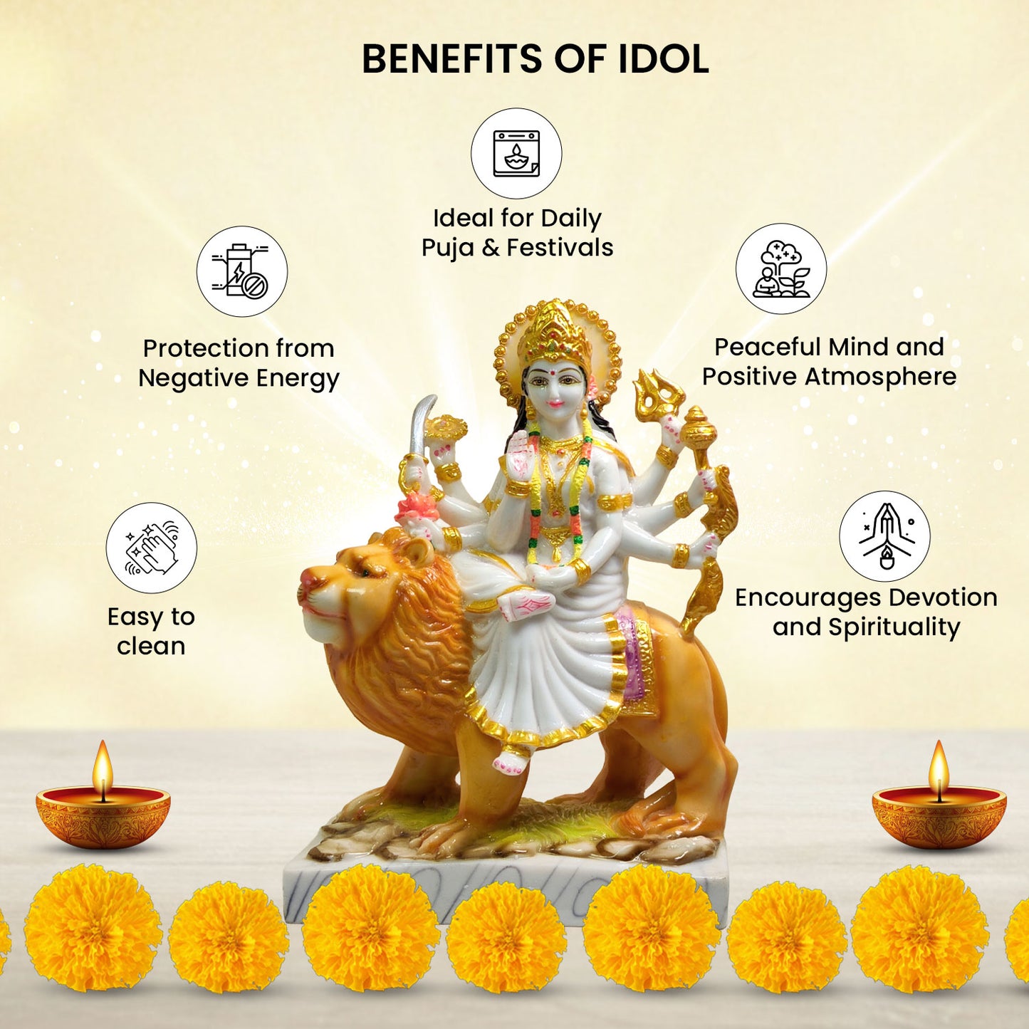 Divine Durga Mata Idol -Marble Dust