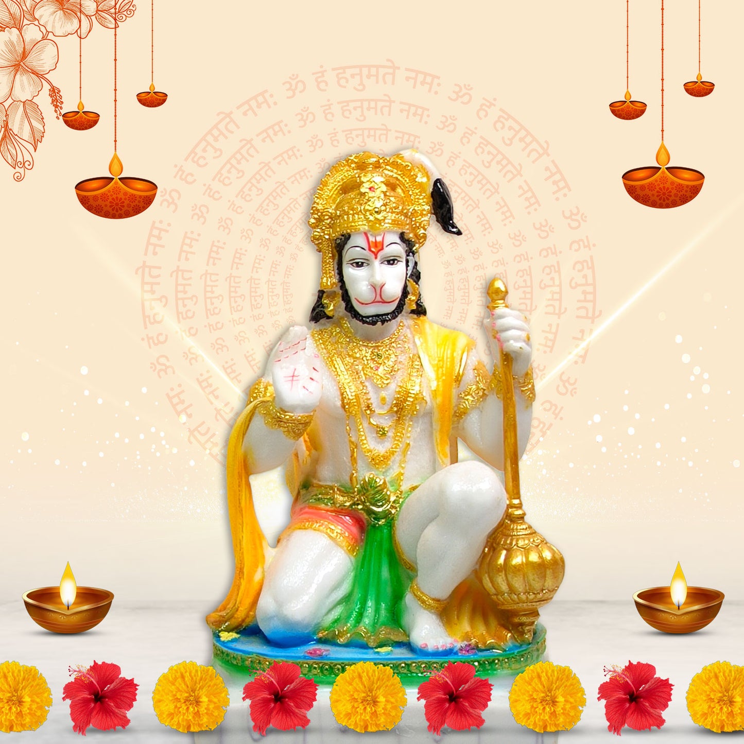 Divine Hanuman Ji Idol -Marble Dust