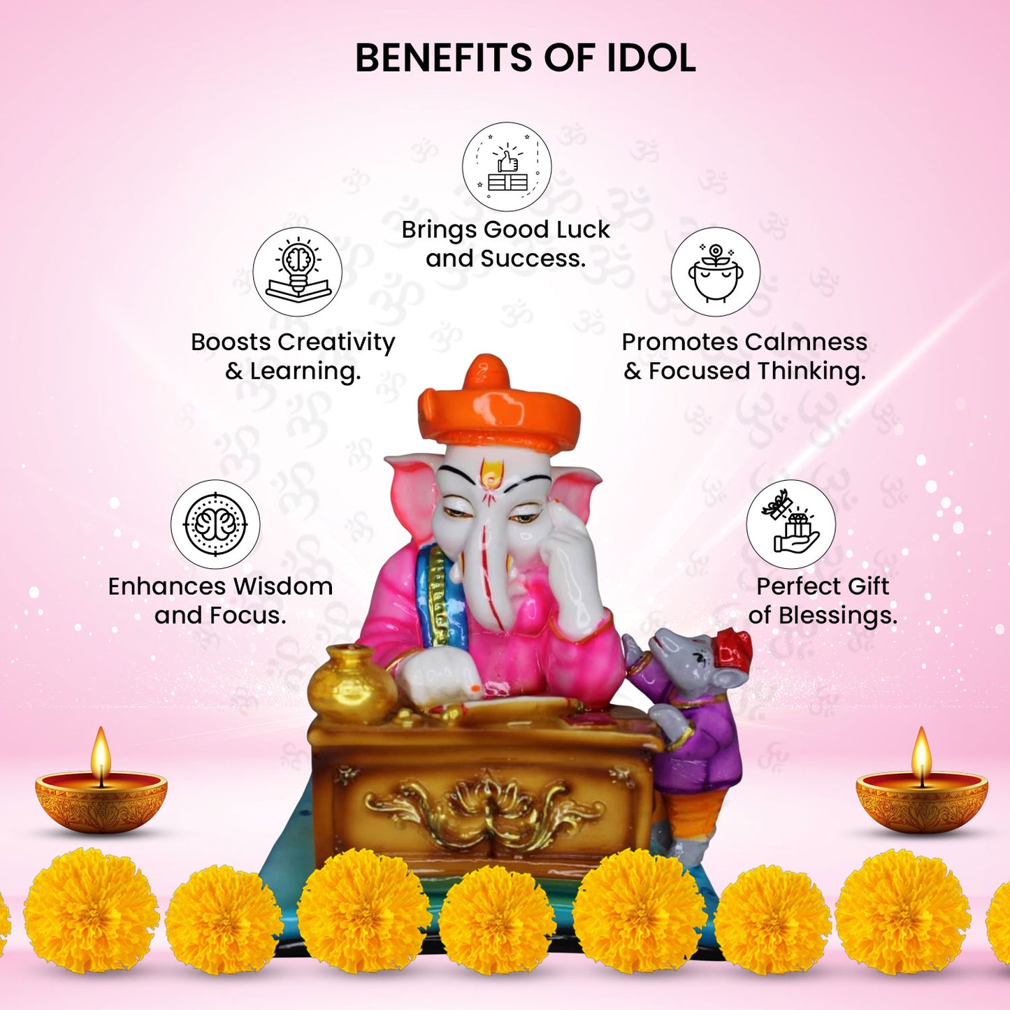 Divine Munshi Ganesh Idol -Marble Dust