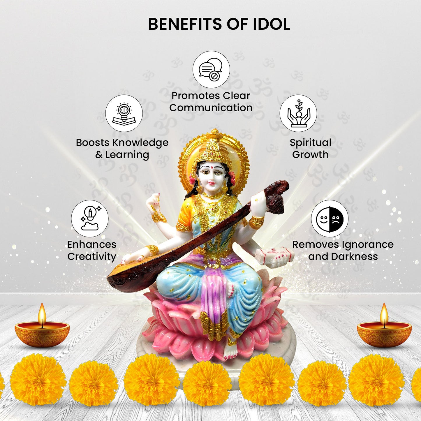 Divine Saraswati Mata Idol -Marble Dust