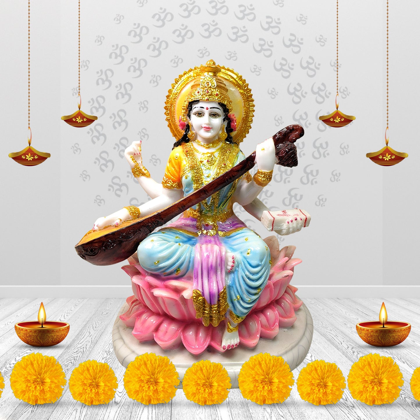 Divine Saraswati Mata Idol -Marble Dust