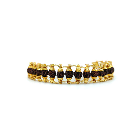 Gold-Plated Rudraksha Chain Bracelet