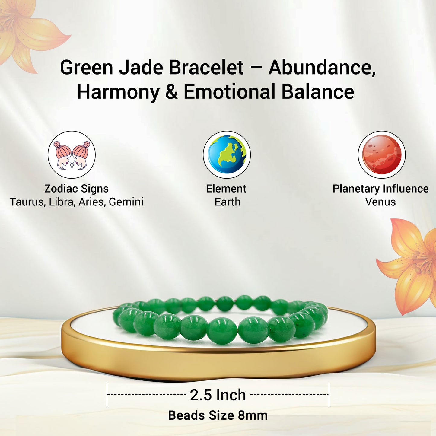 Green Jade Bracelet For Health & Wellness(8mm)