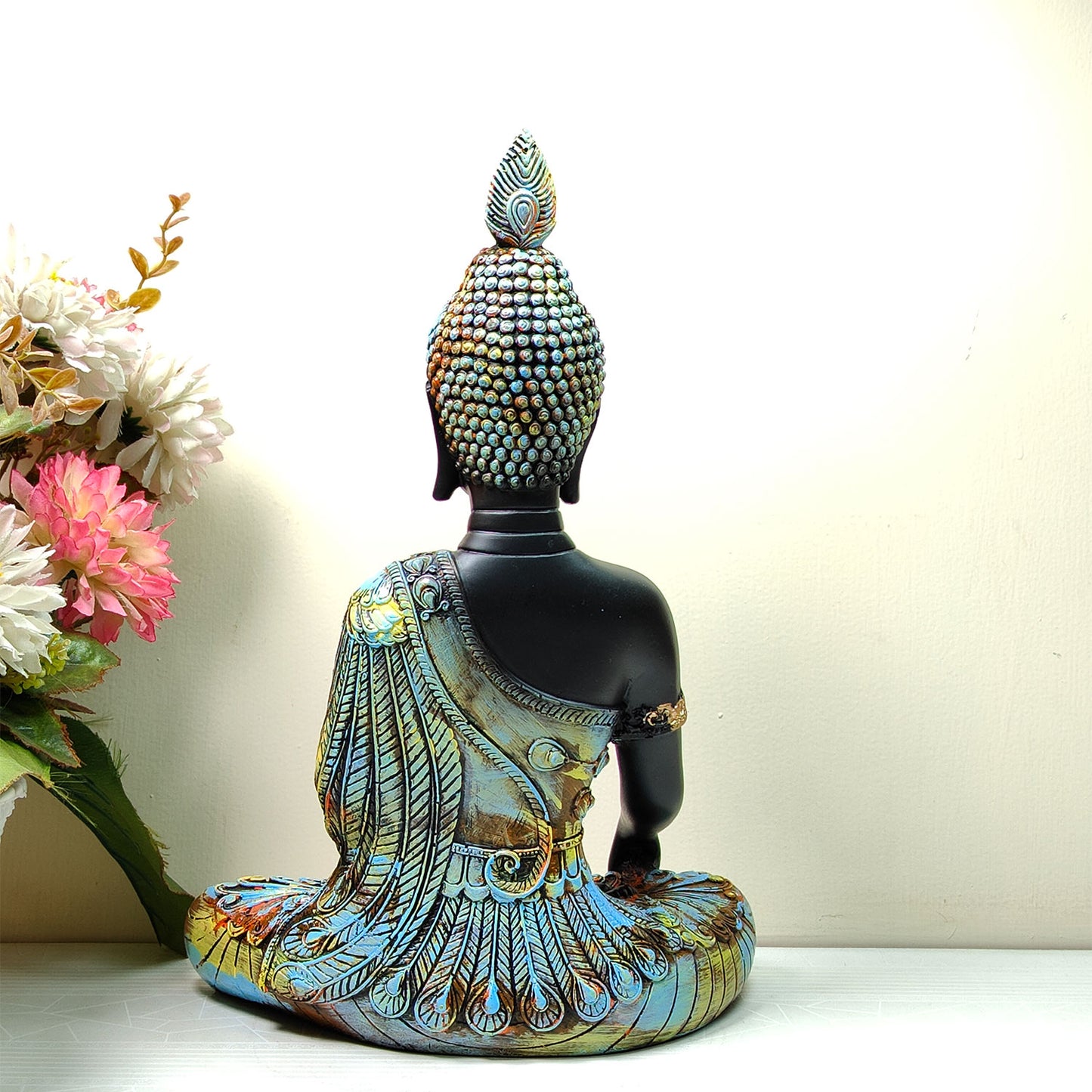 Meditating Gold Lord Buddha Idol 13 inch