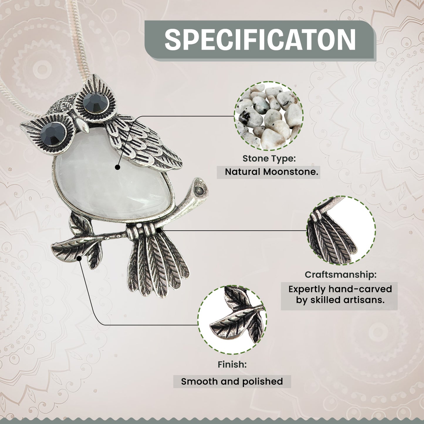 Moonstone Owl Pendant