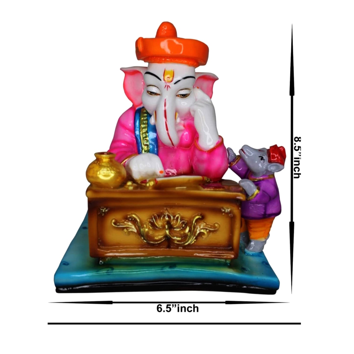 Divine Munshi Ganesh Idol -Marble Dust