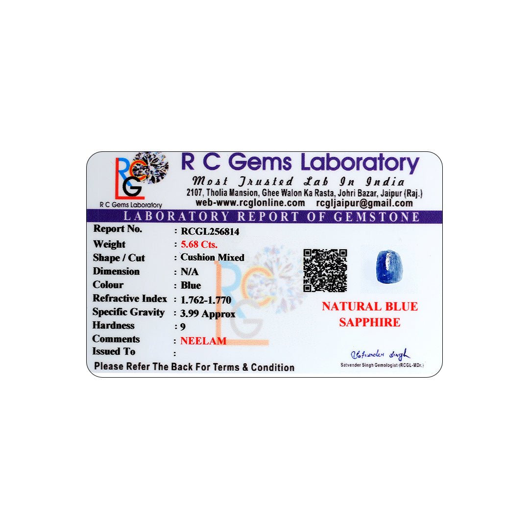 Neelam (Blue Sapphire) 5.68 Cts.