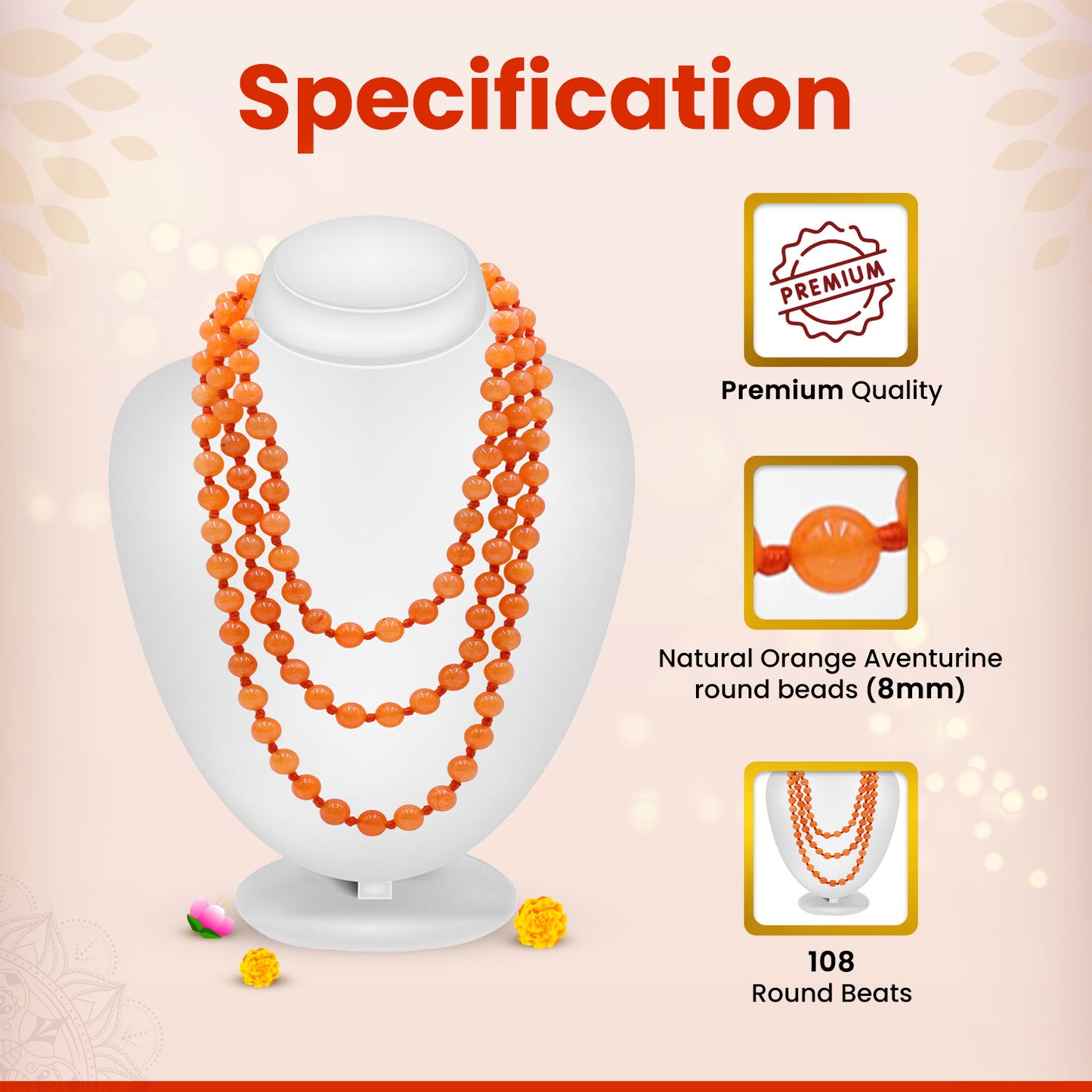 Orange aventurine Mala