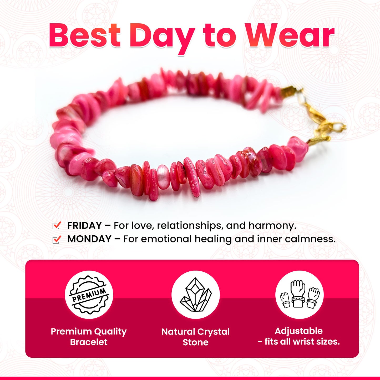 Pink Mother of Pearl Chips Bracelet