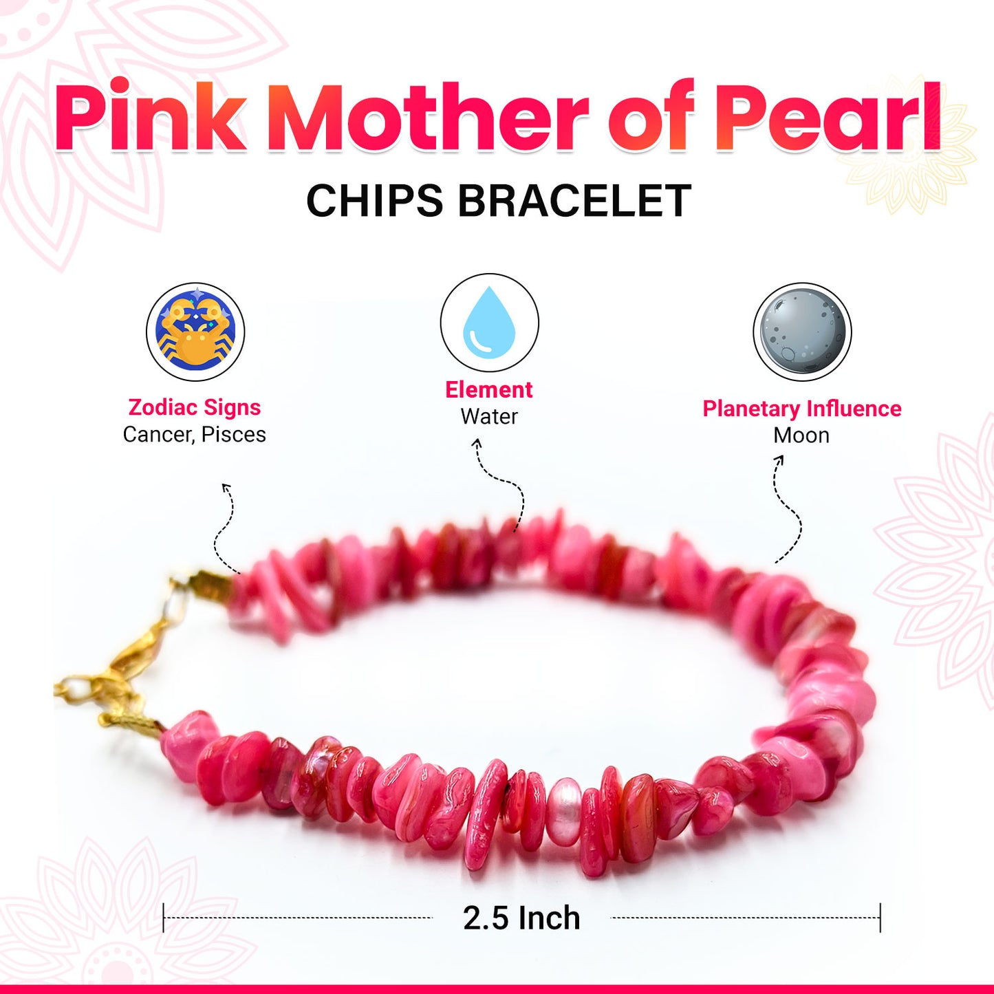 Pink Mother of Pearl Chips Bracelet