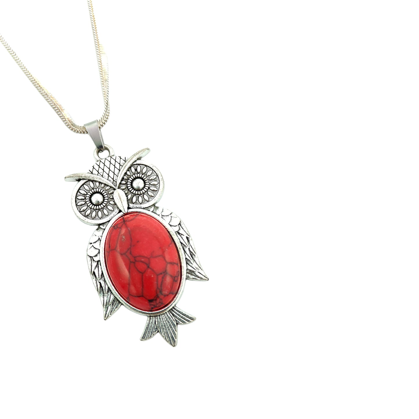 Red Garnet Owl Pendant