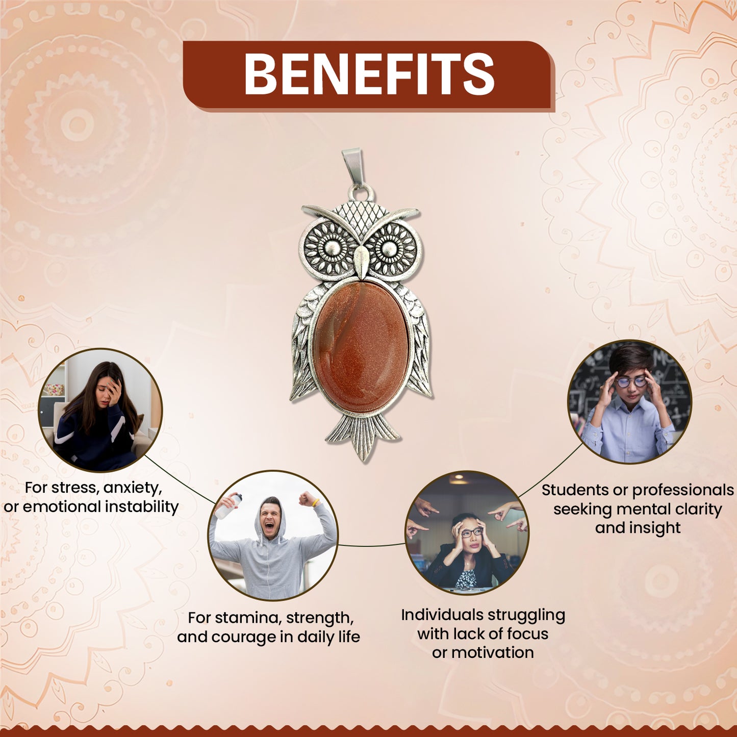 Red Jasper Owl Pendant