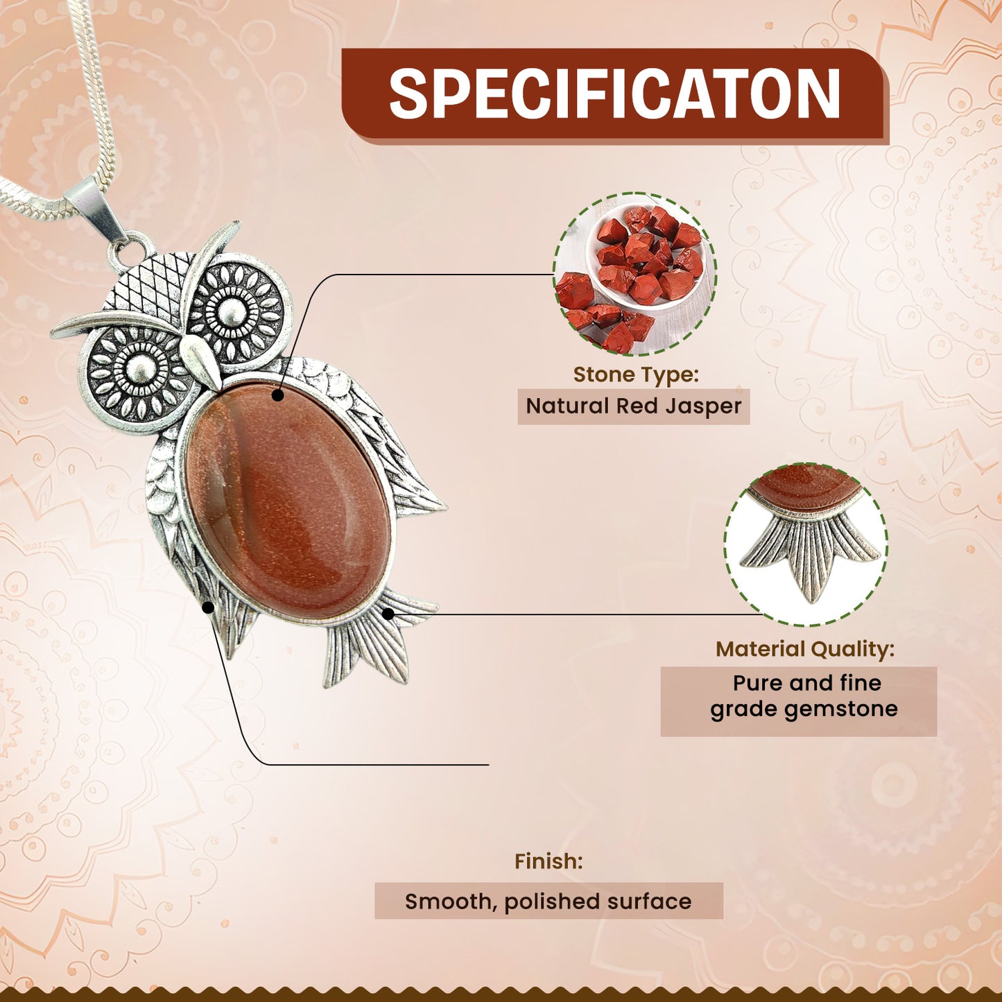 Red Jasper Owl Pendant