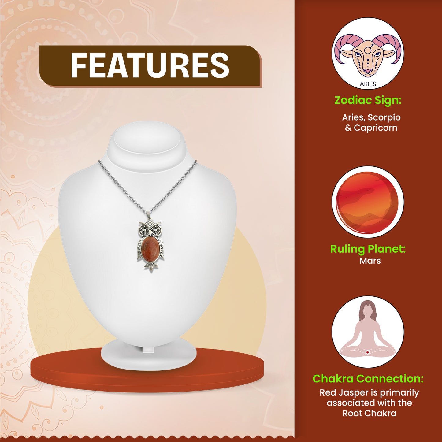 Red Jasper Owl Pendant