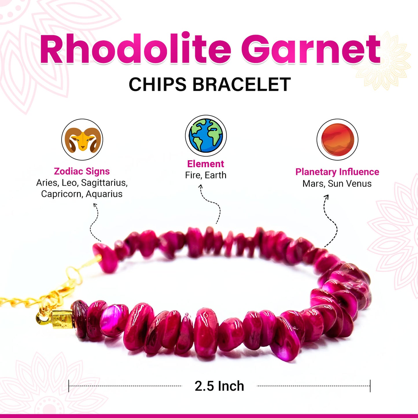 Rhodolite Garnet Chips Bracelet