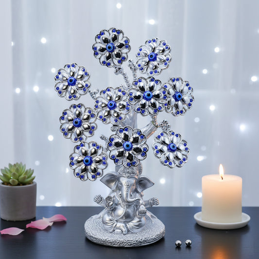 Silver Ganpati Evil Eye Tree