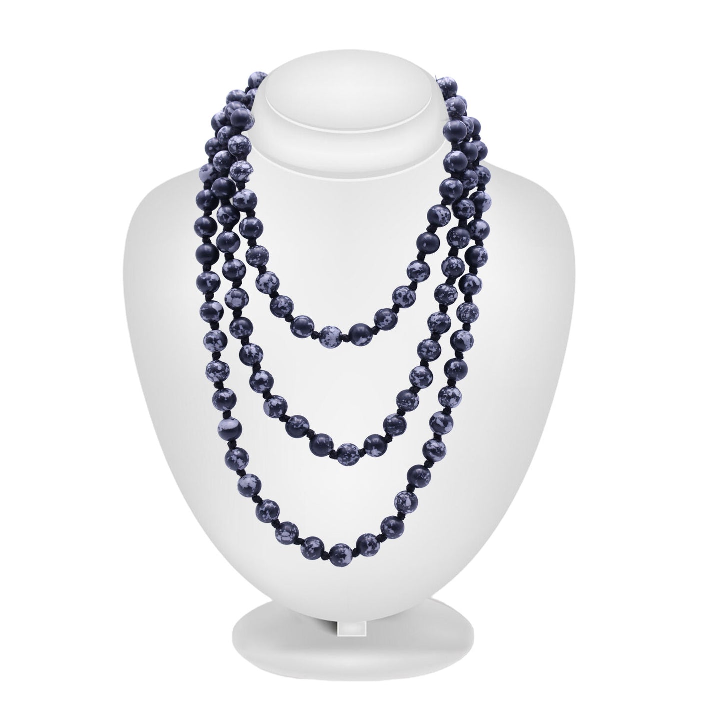 Snow Flake Obsidian Mala