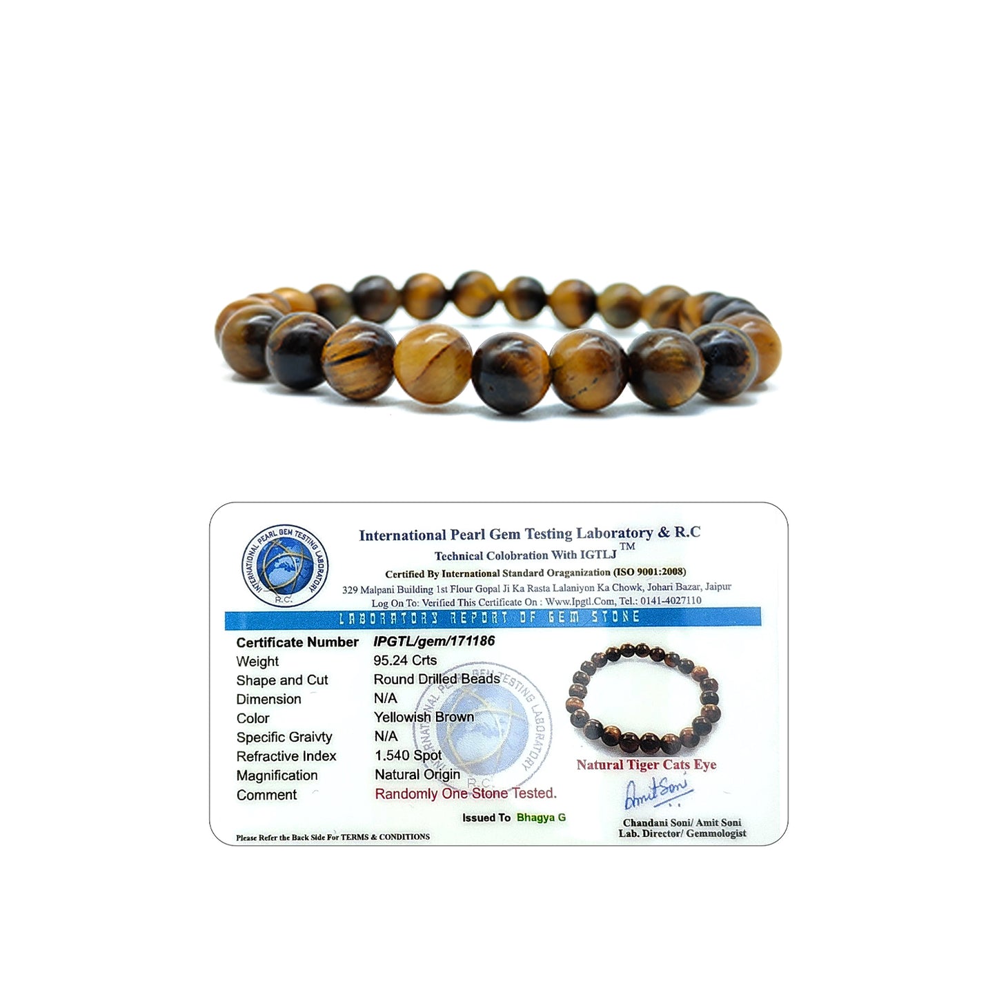 Tiger Eye Bracelet For Willpower & Protection-(8mm)