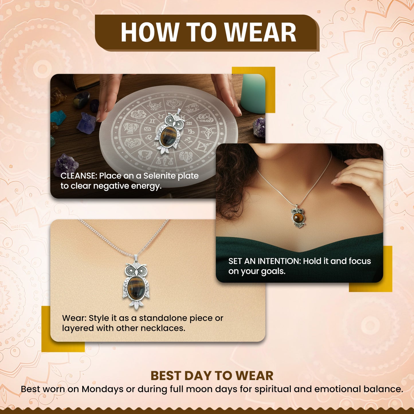 Tiger Eye Owl Pendant (Small)