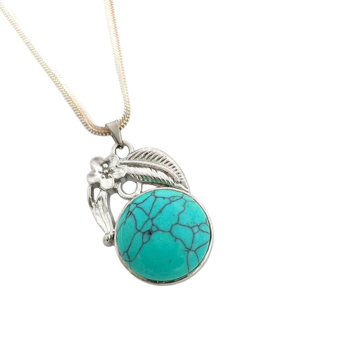 Turquoise Crystal Round Pendant