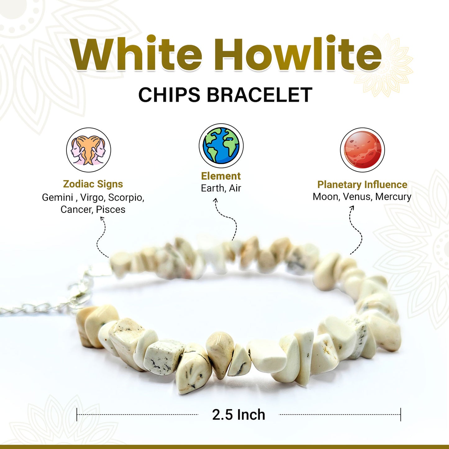 White Howlite Chips Bracelet