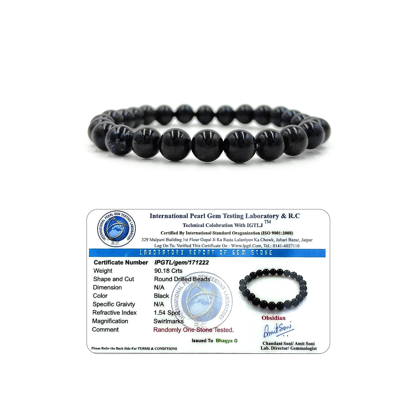 Black Obsidian Bracelet For Protection & Problem Solver-(8mm)