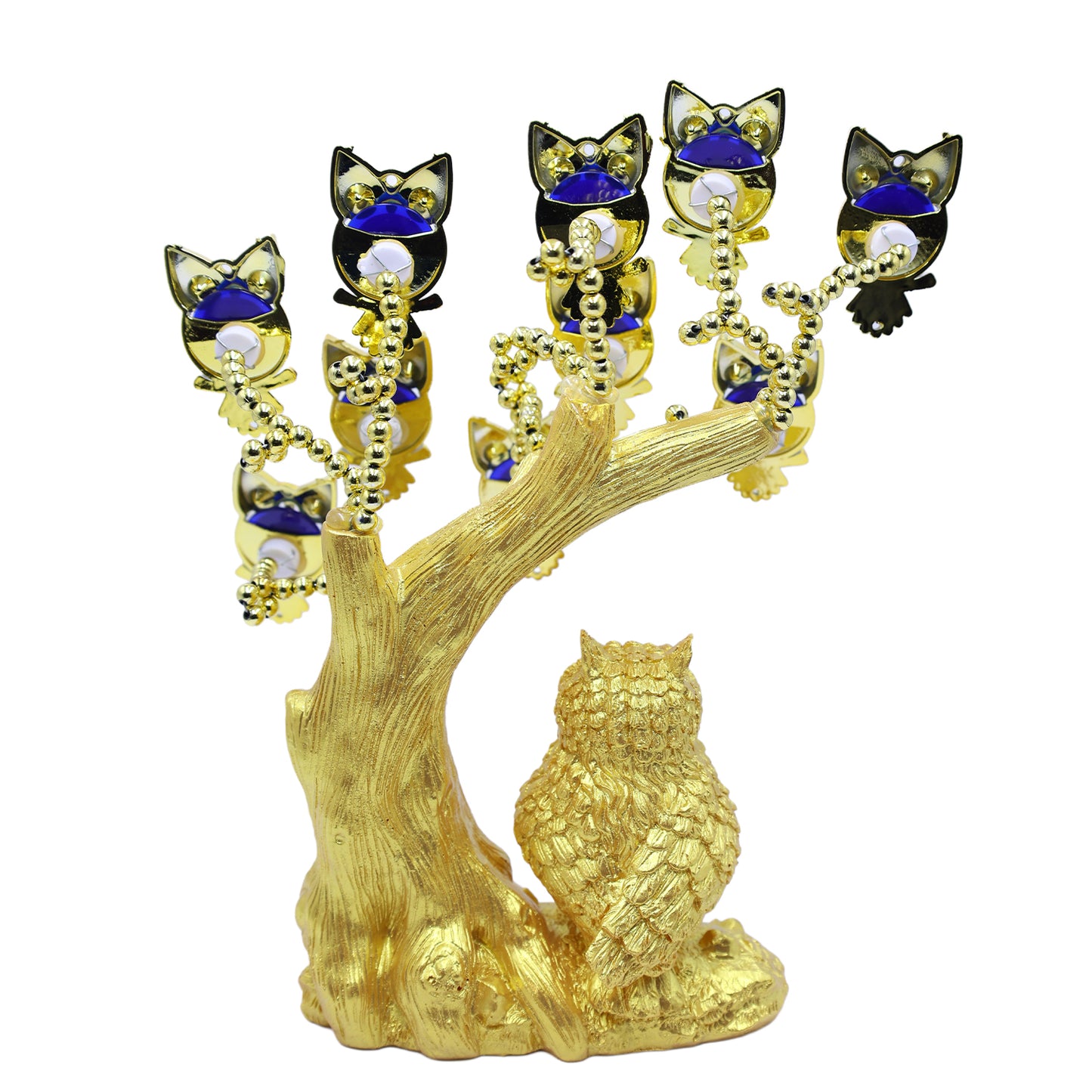 Golden Owl with Child Evil Eye Tree