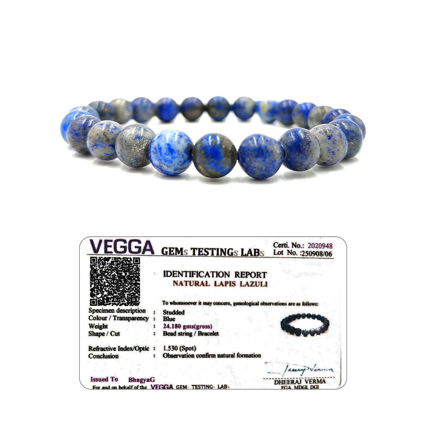 Lapis Lazuli Bracelet For Self Confidence-(8mm)