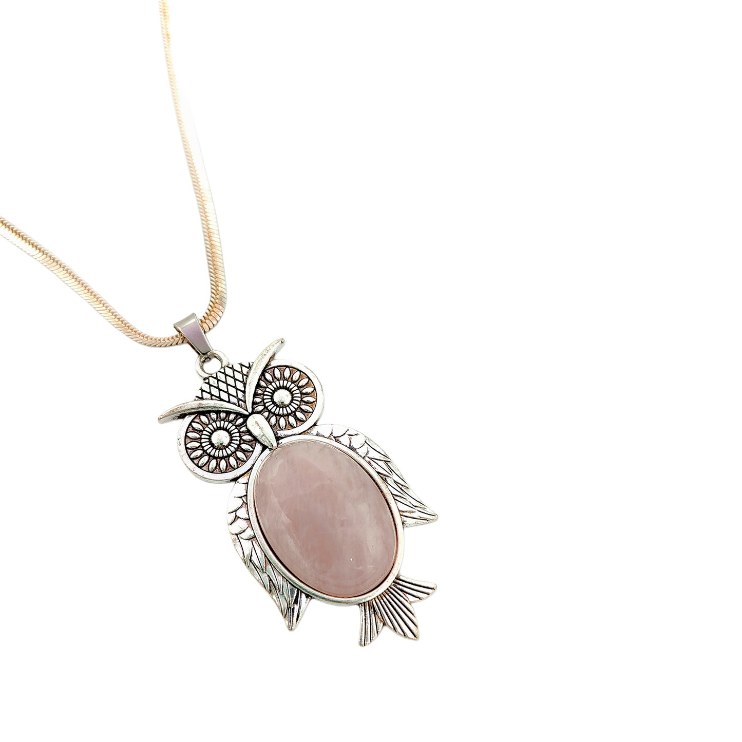 Rose Quartz Owl Pendant
