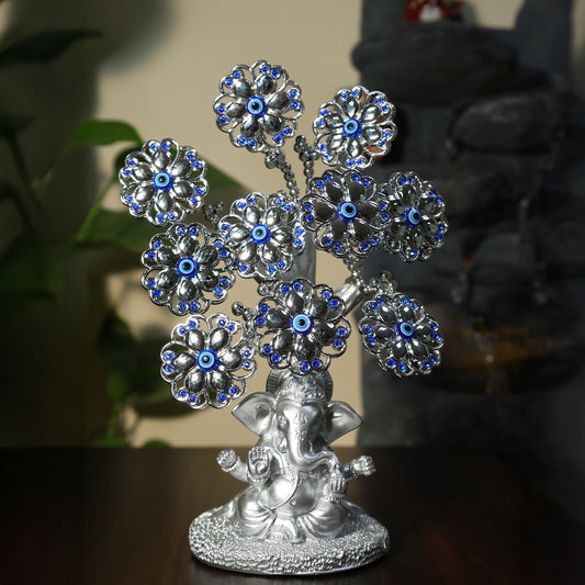 Silver Ganpati Evil Eye Tree