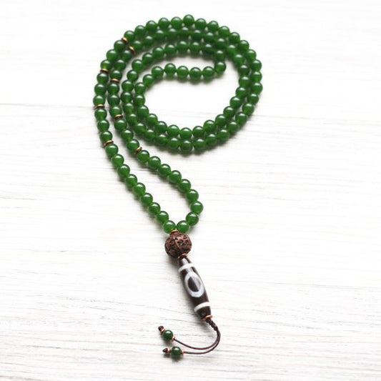 Natural Green Jade Mala