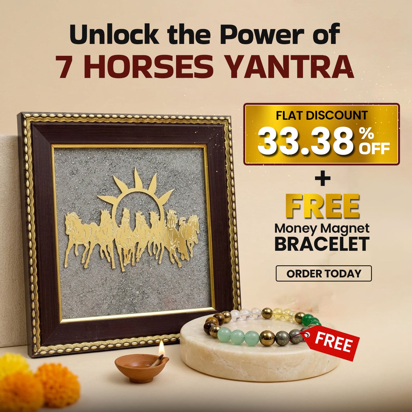 7 Horses Yantra for Wealth & Success + FREE Money Magnet Bracelet