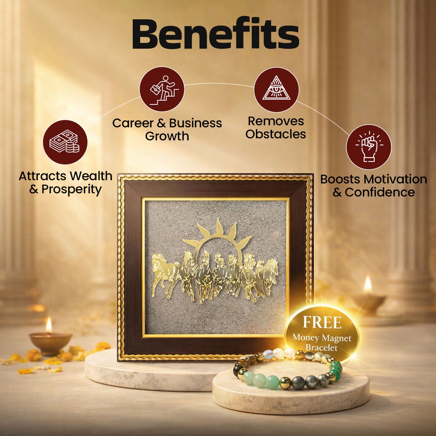 7 Horses Yantra for Wealth & Success + FREE Money Magnet Bracelet