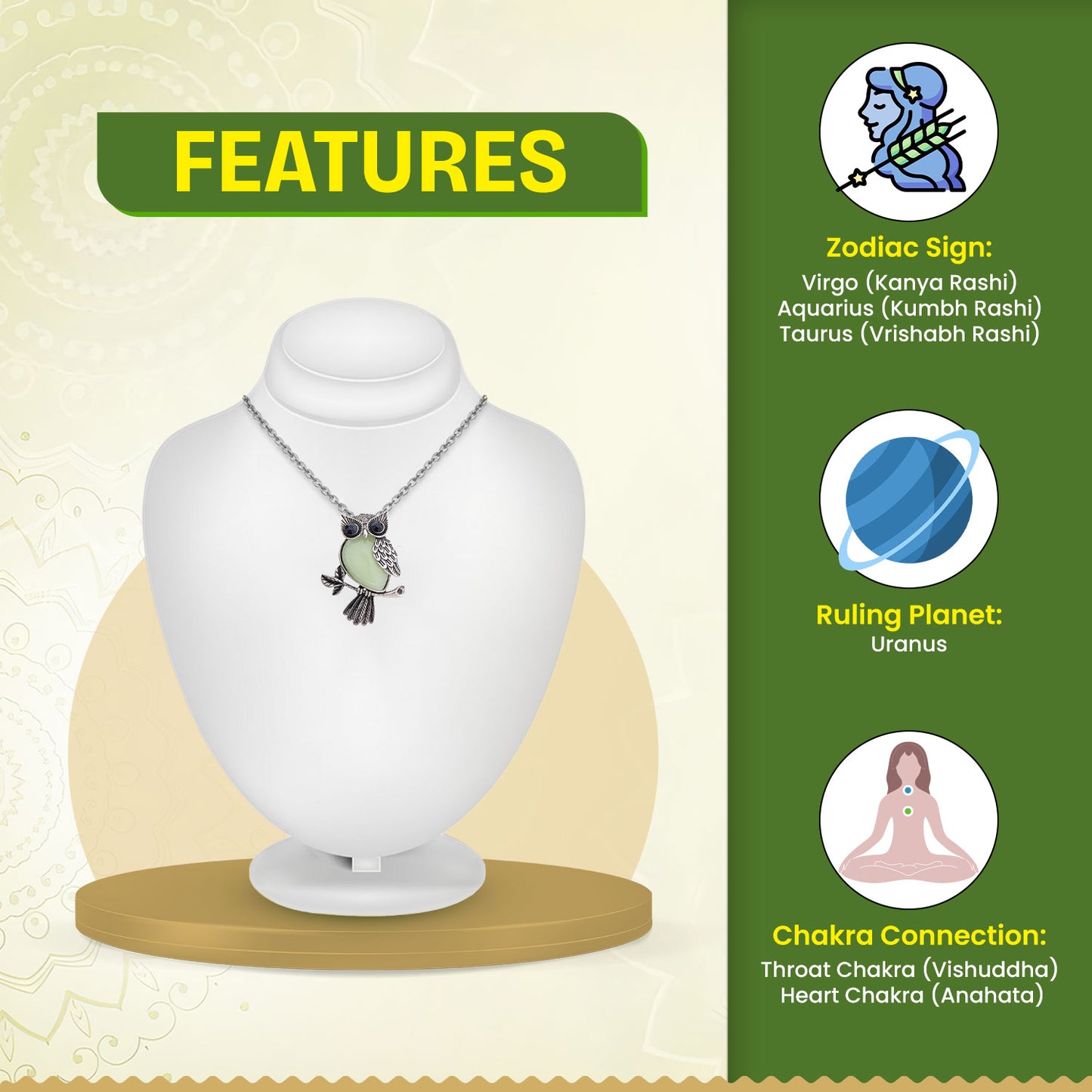 Amazonite Owl Pendant
