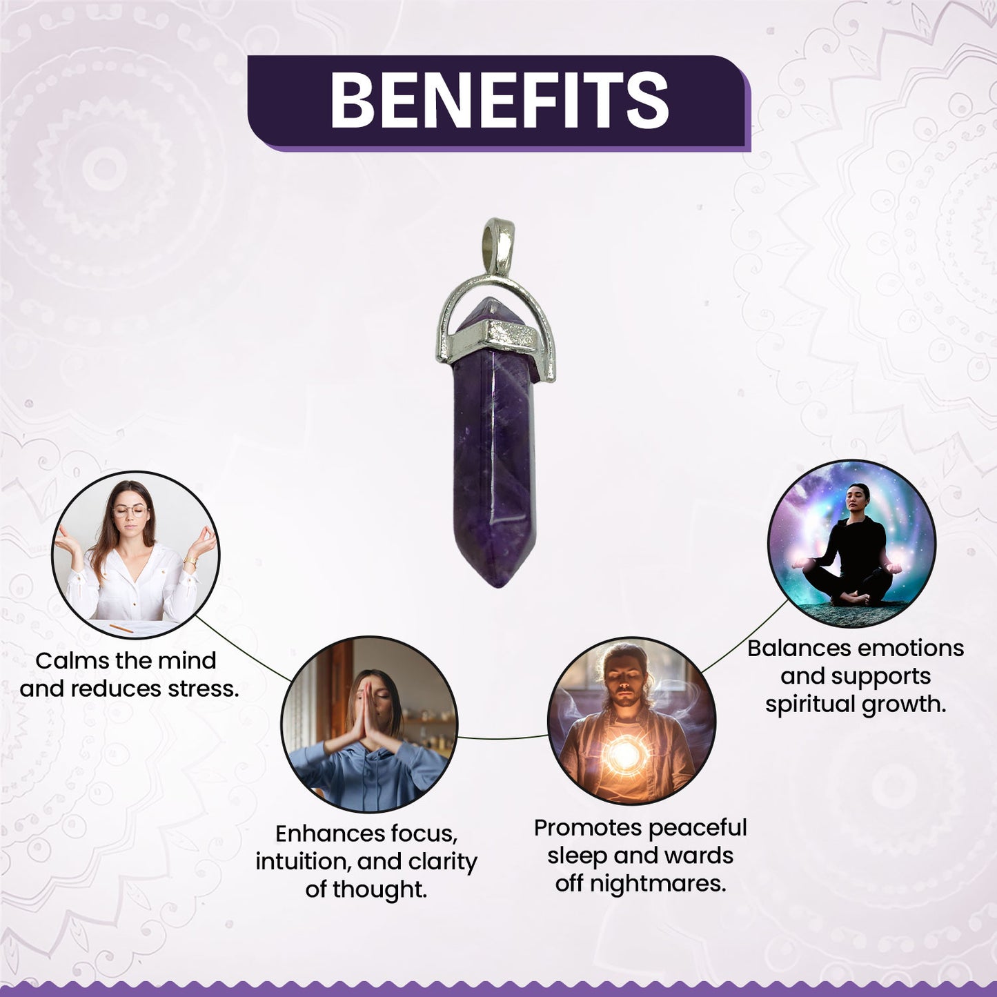 Amethyst Candle Crystal Pendant