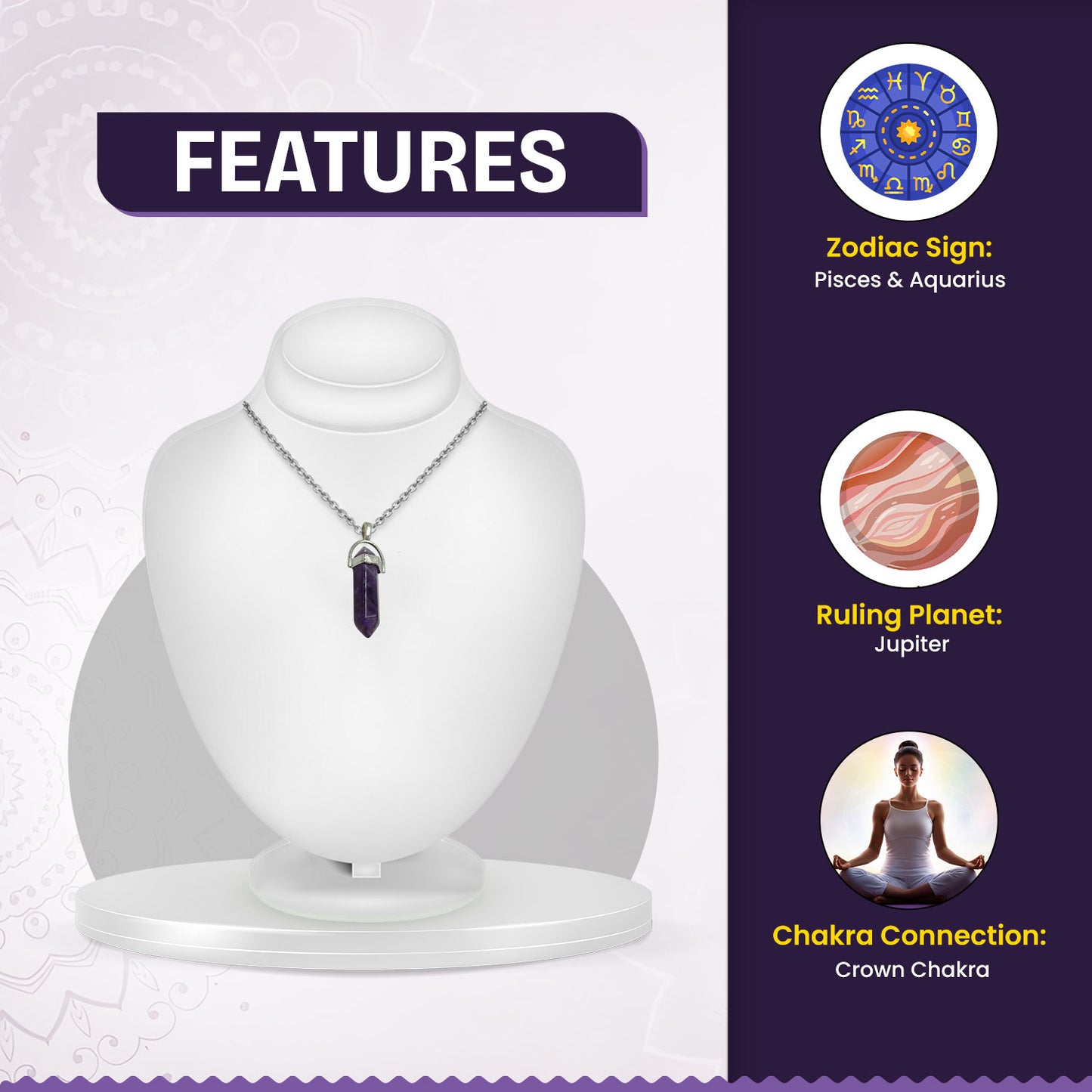 Amethyst Candle Crystal Pendant