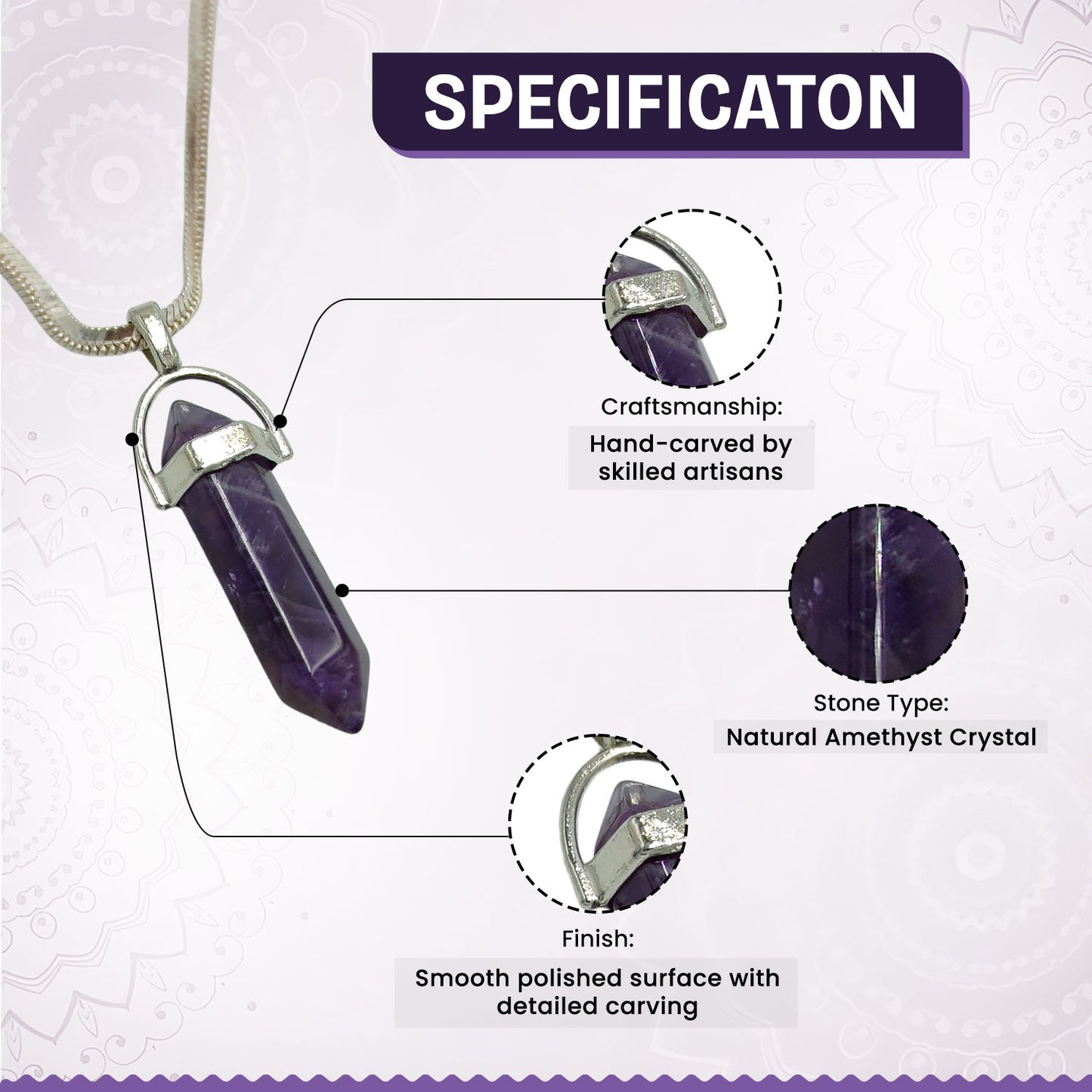 Amethyst Candle Crystal Pendant