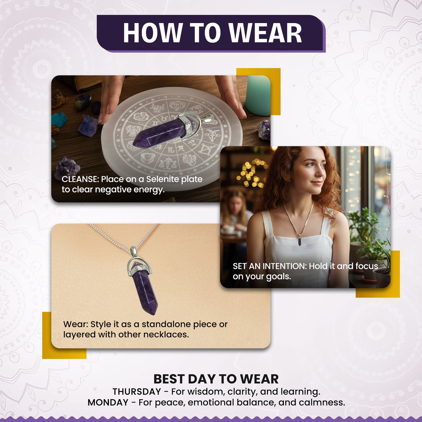 Amethyst Candle Crystal Pendant