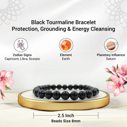 Black Tourmaline Bracelet To Shielding Against Negative Vibes-(8mm)