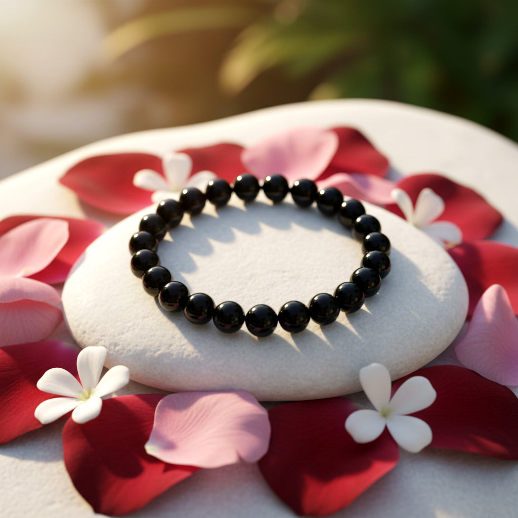 Black Obsidian Bracelet For Protection & Problem Solver-(8mm)