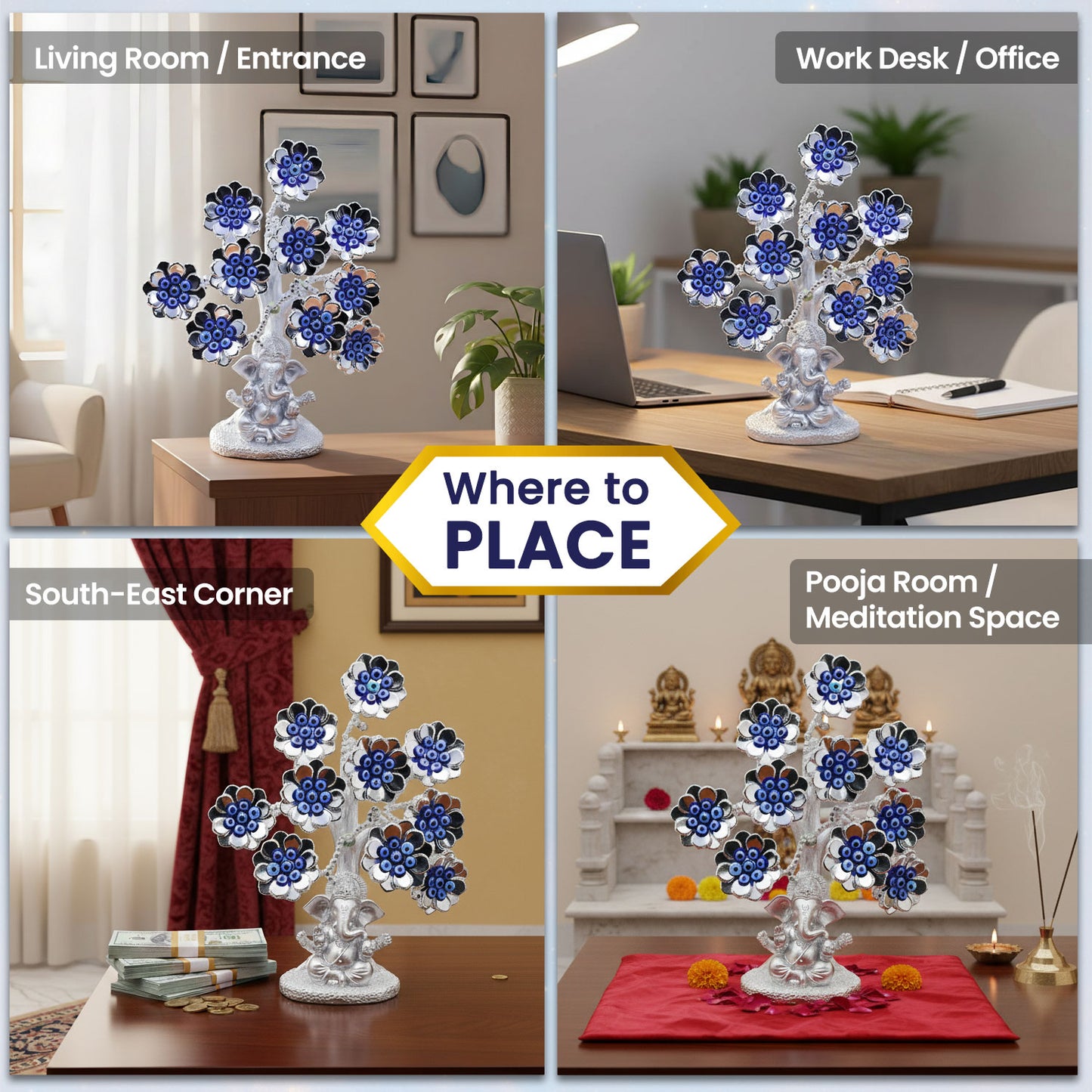 Blue Ganpati Evil Eye Tree