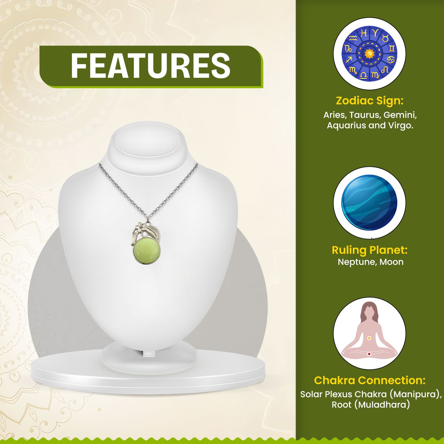 Bowenite Crystal Round Pendant