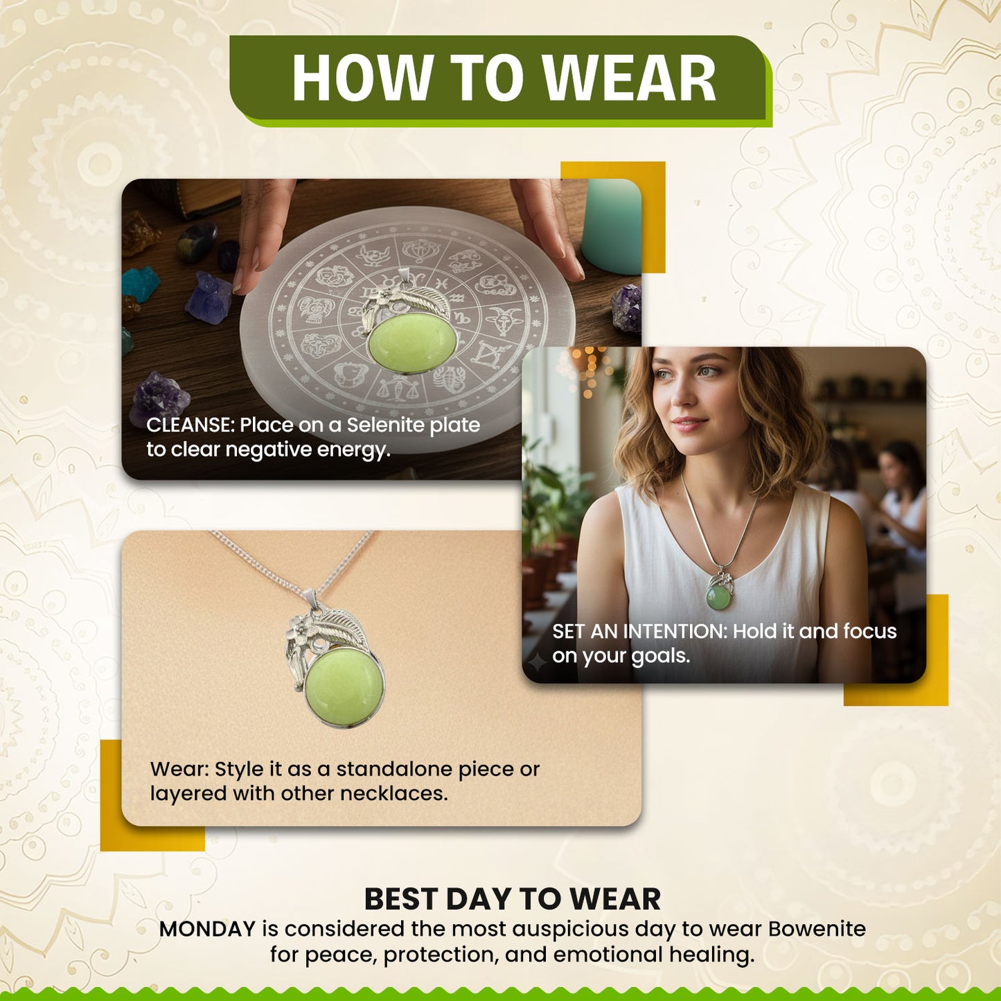 Bowenite Crystal Round Pendant