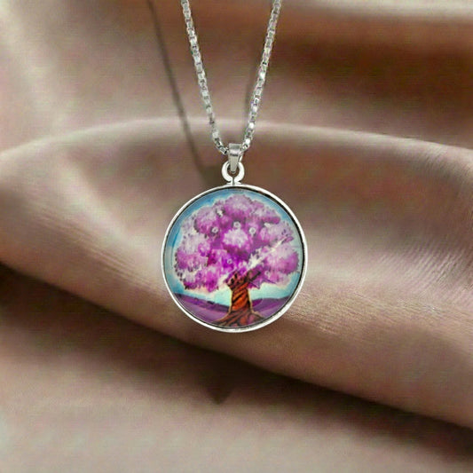 Cherry Blossom Tree Crystal Pendant