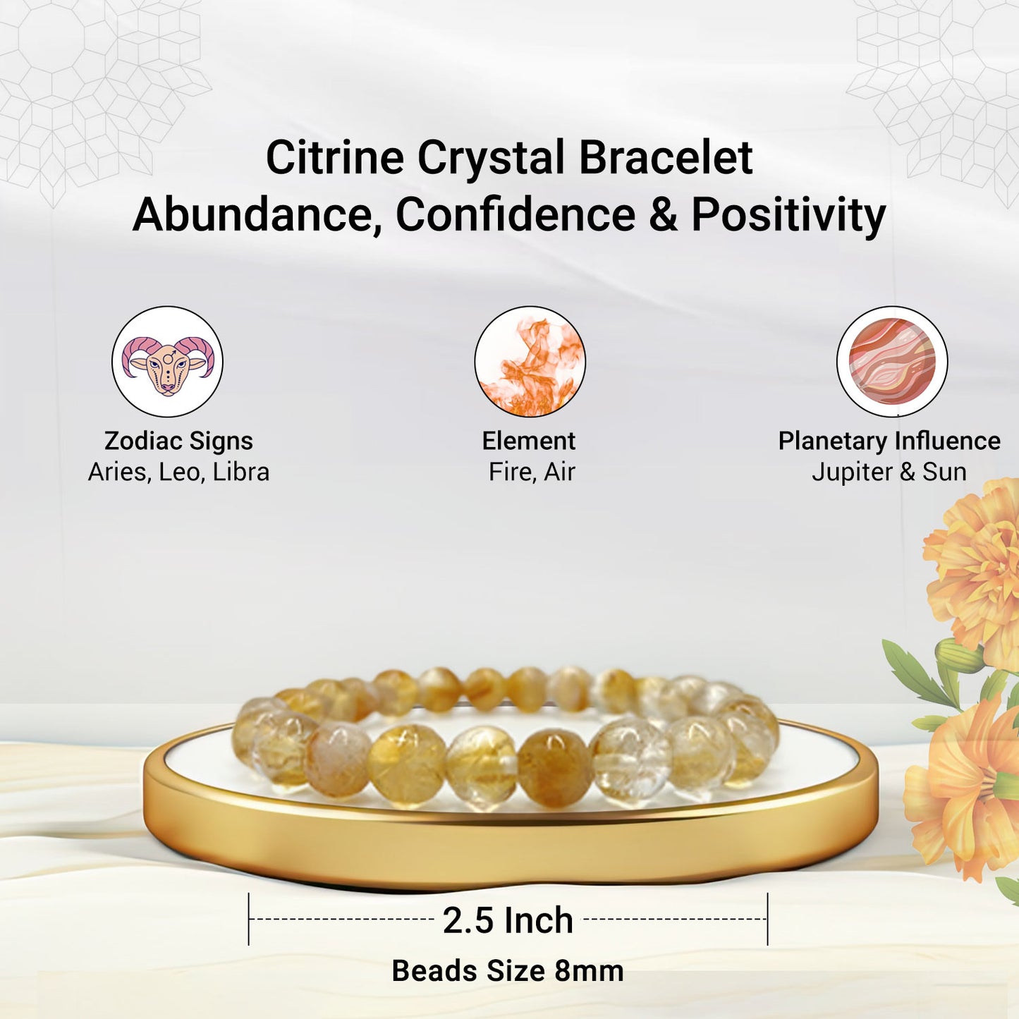 Citrine Bracelet For Prosperity & Success-(8mm)