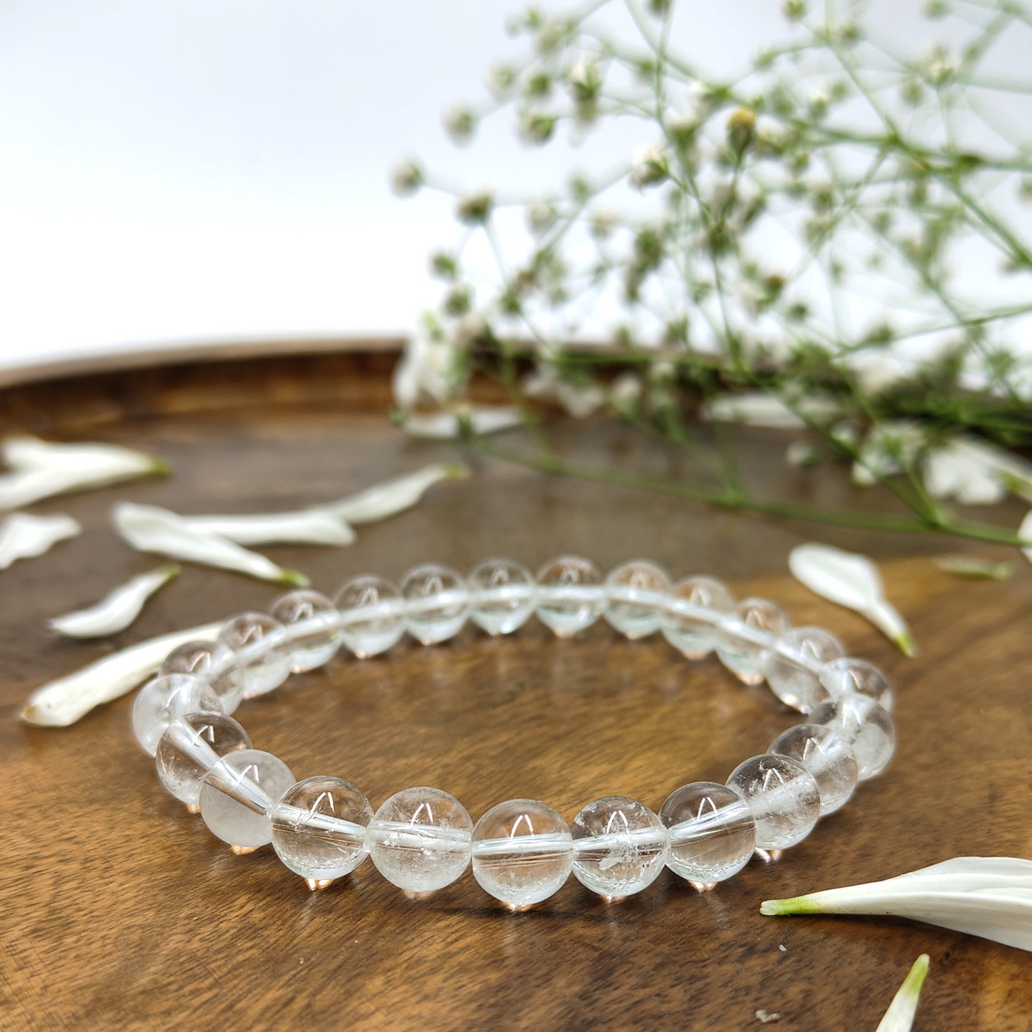 Clear Quartz AAA Quality Diamond Cut Bracelet To Dispelling Negative Energy-(8mm)
